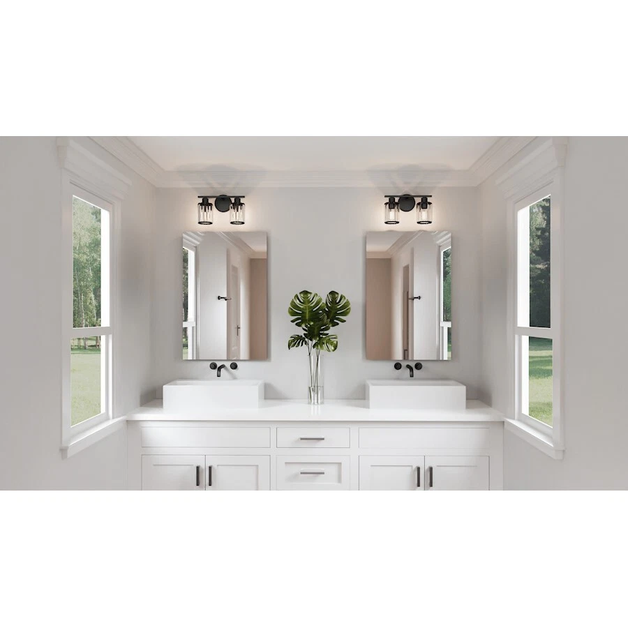 Quoizel Isla 2 Light Bath Light Black/Clear Beveled Crystal - PCILA8612MBK