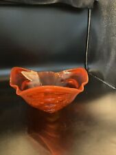 viking glass persimmon orange Stunning 12 In 3 Petal Centerpiece Bowl