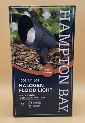 Hampton Bay Low Volt 50-Watt Black Outdoor Landscape Flood Light T3 Halogen DIY - Image 1 of 4