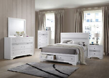 Kings Brand Furniture - 6-Piece Watson White Wood Queen Size Bedroom Set