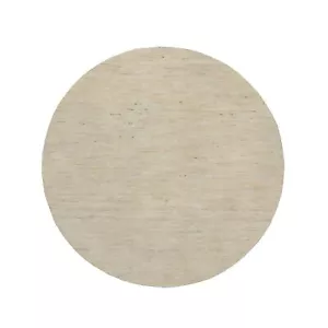 5'x5' White Hand Knotted Modern Plain Design Lori Buft All Wool Round Rug R91296 - Picture 1 of 8
