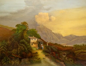Antique Primitive Canadian Landscape Painting, School of Alexander Loemans - Picture 1 of 10