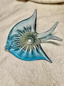 Vintage Murano Fisch Glas Schüssel Italien hellblau Süßigkeiten Waschtisch Dekor - Bild 1 von 7