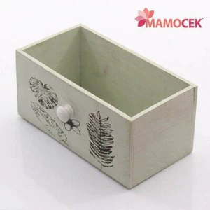 CASSETTO Cassetta legno 24x13 h11 contenitore portavaso foglie verde shabby - Foto 1 di 1