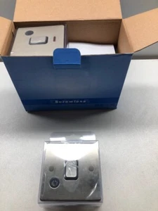 Box of 6 x Deta 20A DP Switch with Neon and Flex outlet, satin chrome finish. - Picture 1 of 4