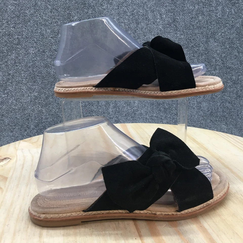 Corso Como Sandals Womens 7 M Glendyli Slide Flats Black Leather  Crisscross - Image 1 of 4