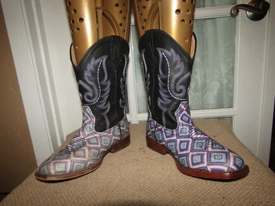 Roper Brand Little Kids 青少年尺寸 2 M 蓝色闪光牛仔西部靴 — 第 1/4 张图片