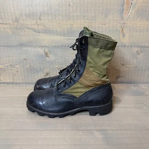 Vintage US Military Leather & Canvas Combat Jungle Boots Army Men's 8 W - Picture 1 of 8