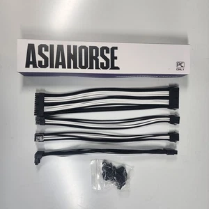 ⭐⭐⭐⭐⭐Asiahorse Black White PCIe 5.0 12VHPWR 90 Degree Sleeved PSU Exte - Afbeelding 1 van 1