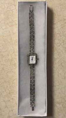 Reloj de mujer vintage de plata de ley 925 marcasita estilo Art Deco 35,85 gramos  Foto 1 de 3