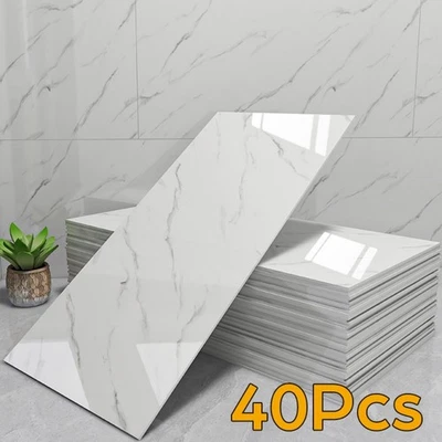 BORNA_DERO 40PCS Marble Peel and Stick Backsplash Wall Panels Peel&Stick Tile PVC Wallpaper