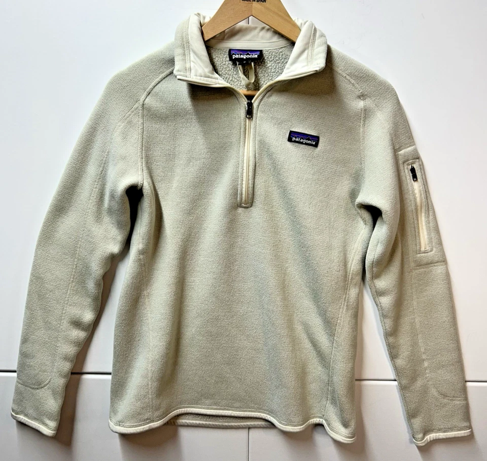 Patagonia 套衫女式中号米色羊毛更好毛衣 1/4 拉链 — 第 1/4 张图片