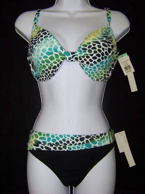 Perry Ellis Bikini NWT 34D Top Lg Bottoms Animal Print  - Image 1 of 4