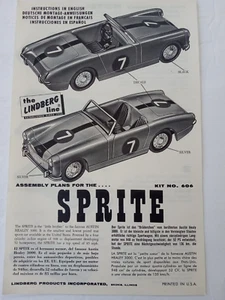 1959 LINDBERG SPRITE 1/32 Scale Model Kit No. 606-29 Assembly Instructions ONLY - Picture 1 of 3