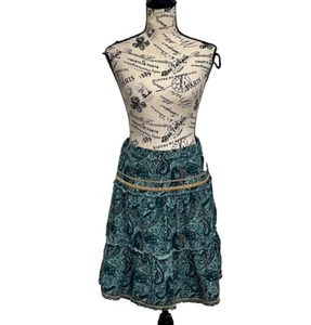 xhilaration Paisley Corduroy Midi Skirt Boho  Hippie Y2k Forest L Vintage 90s - Picture 1 of 10
