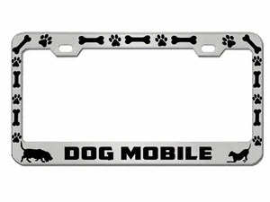 Dog Mobile Dog Lovers Car License Plate Frame Auto Tag Holder - Foto 1 di 3