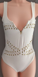 Ladies River Island White Bodysuit  Size 8 Stud effect, Sleeveless, p8