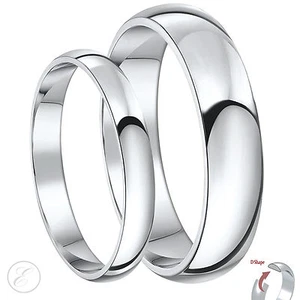 Palladium pour Lui & Elle Mariage Bandeau 3mm & 5mm Ensemble Anneaux en Forme D - Imagen 1 de 2