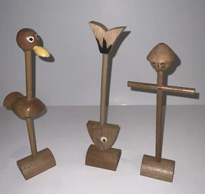 3 Vintage Hors D'oeuvres Holders MCM Fred Roberts Signed Japan Snack Set - Picture 1 of 8