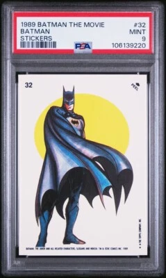 1989 Topps Batman The Movie Stickers #32 PSA 9 Mint Concept Design Caped Crusade - Image 1 of 3