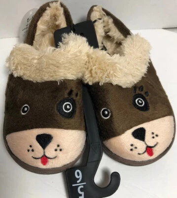  Plush Dog Face Slippers Toddler Boys Brown 5-6 - Image 1 of 3