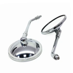 Chrome Motorcycle 10mm Rearview Mirrors Round Convex Mirror For Honda Suzuki BMW - Foto 1 di 3