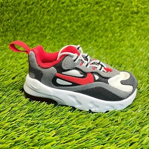 Nike Air Max 270 React Toddler Size 5C Gray Black Red Athletic Shoes Sneakers - Picture 1 of 10