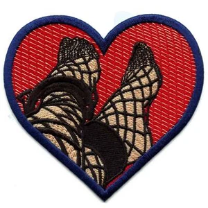 Bondage Red Heart Patch Kinky Fetish Feet Embroidered Iron On - Picture 1 of 1