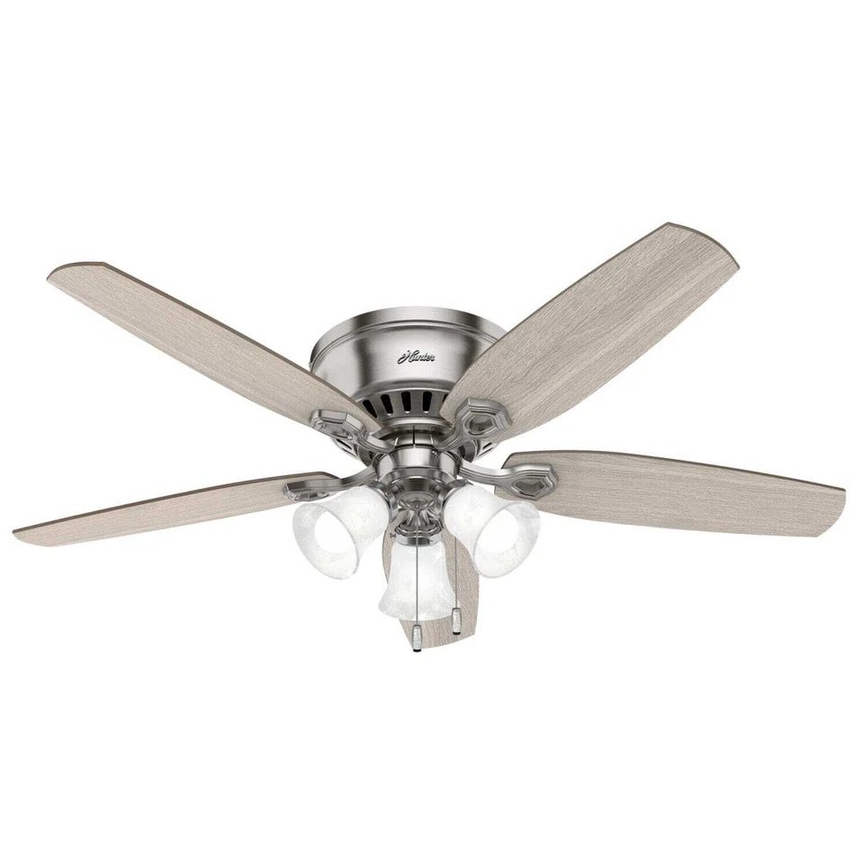 Hunter 52" Builder Low Profile Ceiling Fan w/ 3 LED Lights Gray Oak Traditional - Image 1 of 1