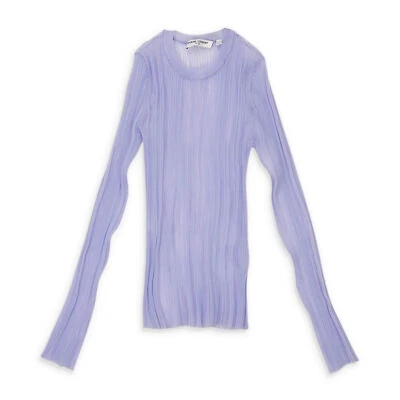 全新带标签 OPENING CEREMONY 紫丁香涤纶透明罗纹长袖上衣 L 码 $295 — 第 1/3 张图片