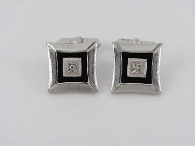 Sterling Silver 11/16" Cubic Zirconia Cufflinks, 14.48 Grams - Item# R653 - Image 1 of 2