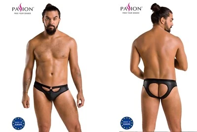 PASSION  KUNSTLEDER NETZ JOCK STRAP SCHWARZ clubwear slip string shorts - Bild 1 von 4