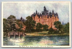The Hyde Park Hotel Knightsbridge London England From Serpentine River Postcard - Picture 1 of 2