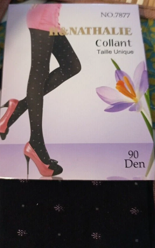 H & Nathalie blickdichte Strumpfhose 90 Den Thermo schwarz Einheitsgröße Muster - Bild 1 von 4