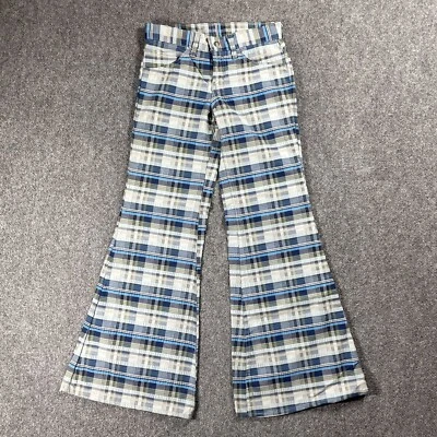 VINTAGE 60s 70s Levis Big E BELL Bottoms Flare Jean Disco Plaid Denim for GALS - Image 1 of 4