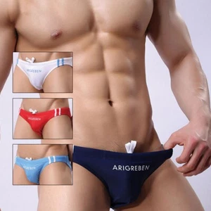 Sexy Mens Brief Cut Low Rise Bikini Brief Swimming Trunks Swim Brief Beach Wear - Picture 1 of 22