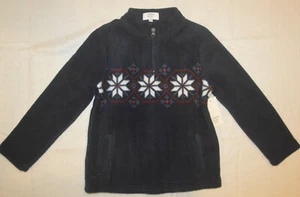 Boy's Crown & Ivy Navy Blue Geo 1/4 Zip Long Sleeve Fleece Pullover Sweater 5, 7 - Picture 1 of 2