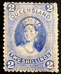 1882 QUEENSLAND 2/- STAMP-TWO SHILLINGS-CHALON-QUEEN VICTORIA-Sg AU QU 152-MINT - Picture 1 of 4