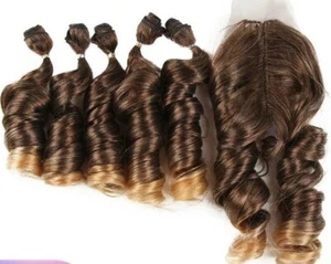 Fashion Idol Beauty 6Pcs 24/7 Hair Bundles 16 18 20 inches Free closure - Picture 1 of 3