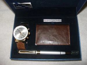 Bella & Rose Watch, Pen & Brown Leather Business Card Holder Gift Set - Picture 1 of 5