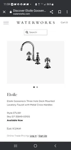 Waterworks~ Etoile bathroom faucet~ ETLS61~ Nickel Finish~France Made~Heavy Duty - Picture 1 of 8