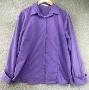 DOUBLJU Womens Purple Long Sleeve Button Up Blouse Size 1X - Picture 1 of 8