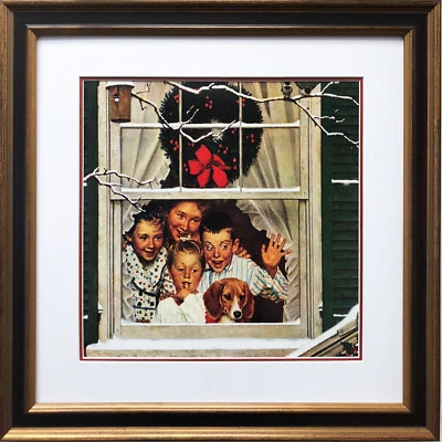 Norman Rockwell "¡Oh Boy! Pop con un coche nuevo" arte enmarcado personalizado Navidad Americana  Foto 1 de 3