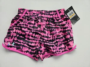 UA Under Armour Little Girl's 6X Shorts Short Pants Bright Pink Black - Picture 1 of 1