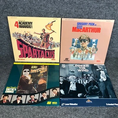Lot Of 4 Classic 12” Laserdisc Movies Inherit The Wind, Invisible Man, MacArthur Foto 1 de 4