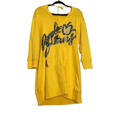 Vestido Suéter Apple Bottoms Y2K Estrás Gráfico Con Capucha Mujer 2X Amarillo Mcbling Foto 1 de 4