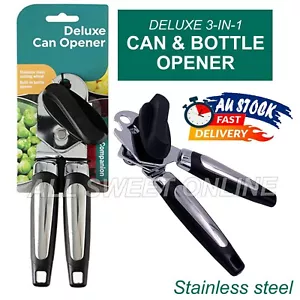 3-in-1 Can & Bottle Opener Classic Stainless Steel Manual Heavy Duty Can Opener - Picture 1 of 8