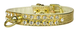 Collares Genuinos Estrás Perro 2 Filas Joyas de Cristal Genuino Elegantes EE. UU. ¡BLING! - Imagen 1 de 18