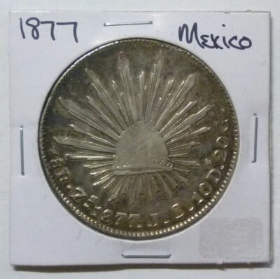 1877 Zs JS MEXICO - 8 REALES - ZACATECAS - SILVER CROWN - RADIANT CAP & RAYS - Image 1 of 4