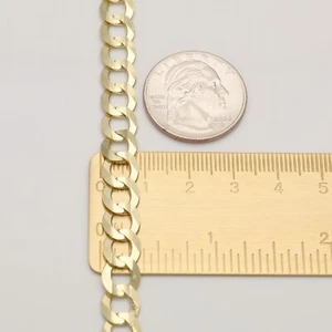 14K Solid Yellow Gold Cuban Bracelet 8.5mm 8-9" - Curb Chain Link Men Women - Picture 1 of 3